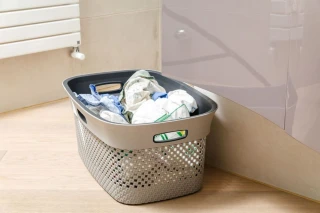 Koš na čisté prádlo WOOLLY 45 L - šedá / antracit