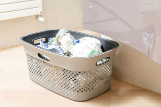Koš na čisté prádlo WOOLLY 45 L - šedá / antracit