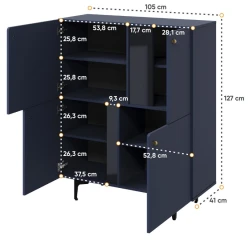 Komoda 4D KARLINO (CS-01), barva tmavě modrá