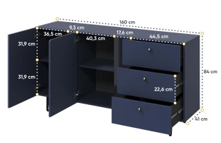 Komoda 2D3S KARLINO (CS-02), barva tmavě modrá