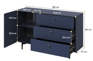 Komoda 1D3S KARLINO (CS-04), barva tmavě modrá