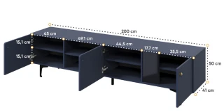 Komoda TV 3D 200 KARLINO (CS-05), barva tmavě modrá