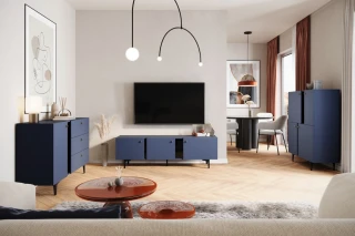 Komoda TV 3D 165 KARLINO (CS-06), barva tmavě modrá