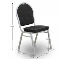 Židle, stohovatelná, látka černá / rám šedý, JEFF 2 NEW