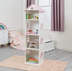 Dětská knihovna, bílá/růžová, MAISON TYP 2