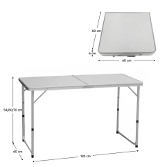 Skládací kempinkový stůl, 120 cm, hliník/MDF, KEPI TYP 1