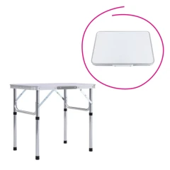 Skládací kempinkový stůl, 60 cm, hliník/MDF, KEPI TYP 2