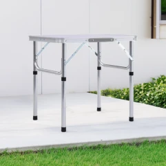Skládací kempinkový stůl, 60 cm, hliník/MDF, KEPI TYP 2