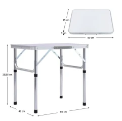 Skládací kempinkový stůl, 60 cm, hliník/MDF, KEPI TYP 2