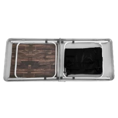 Skládací kempinkový stůl s organizérem, 120 cm, hliník/MDF, KEPI TYP 3