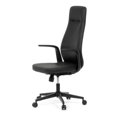 Kancelářské křeslo, černá ekokůže, houpací mechanismus s aretací ve 3 polohách, kovový kříž, kolečka pro tvrdé povrchy KA-T8325 BK