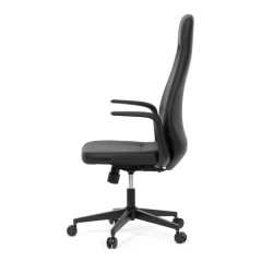 Kancelářské křeslo, černá ekokůže, houpací mechanismus s aretací ve 3 polohách, kovový kříž, kolečka pro tvrdé povrchy KA-T8325 BK