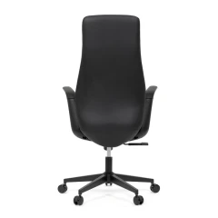 Kancelářské křeslo, černá ekokůže, houpací mechanismus s aretací ve 3 polohách, kovový kříž, kolečka pro tvrdé povrchy KA-T8325 BK