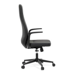 Kancelářské křeslo, černá ekokůže, houpací mechanismus s aretací ve 3 polohách, kovový kříž, kolečka pro tvrdé povrchy KA-T8325 BK