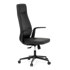 Kancelářské křeslo, černá ekokůže, houpací mechanismus s aretací ve 3 polohách, kovový kříž, kolečka pro tvrdé povrchy KA-T8325 BK