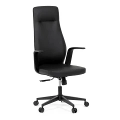 Kancelářské křeslo, černá ekokůže, houpací mechanismus s aretací ve 3 polohách, kovový kříž, kolečka pro tvrdé povrchy KA-T8325 BK