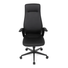 Kancelářské křeslo, černá ekokůže, houpací mechanismus s aretací ve 3 polohách, kovový kříž, kolečka pro tvrdé povrchy KA-T8325 BK