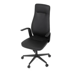 Kancelářské křeslo, černá ekokůže, houpací mechanismus s aretací ve 3 polohách, kovový kříž, kolečka pro tvrdé povrchy KA-T8325 BK