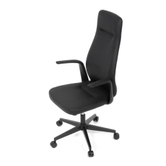 Kancelářské křeslo, černá ekokůže, houpací mechanismus s aretací ve 3 polohách, kovový kříž, kolečka pro tvrdé povrchy KA-T8325 BK
