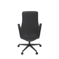Kancelářské křeslo, černá ekokůže, houpací mechanismus s aretací ve 3 polohách, kovový kříž, kolečka pro tvrdé povrchy KA-T8325 BK