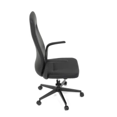 Kancelářské křeslo, černá ekokůže, houpací mechanismus s aretací ve 3 polohách, kovový kříž, kolečka pro tvrdé povrchy KA-T8325 BK