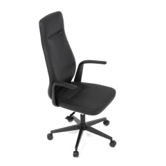 Kancelářské křeslo, černá ekokůže, houpací mechanismus s aretací ve 3 polohách, kovový kříž, kolečka pro tvrdé povrchy KA-T8325 BK
