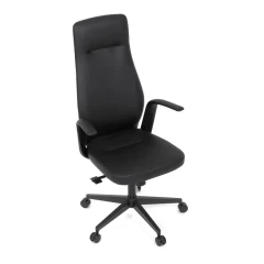 Kancelářské křeslo, černá ekokůže, houpací mechanismus s aretací ve 3 polohách, kovový kříž, kolečka pro tvrdé povrchy KA-T8325 BK
