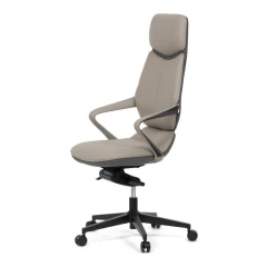 Kancelářské křeslo, šedá ekokůže, houpací mechanismus s aretací ve 4 polohách, kovový kříž, kolečka pro tvrdé povrchy KA-T8426 GREY
