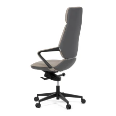 Kancelářské křeslo, šedá ekokůže, houpací mechanismus s aretací ve 4 polohách, kovový kříž, kolečka pro tvrdé povrchy KA-T8426 GREY