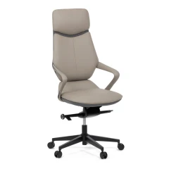 Kancelářské křeslo, šedá ekokůže, houpací mechanismus s aretací ve 4 polohách, kovový kříž, kolečka pro tvrdé povrchy KA-T8426 GREY