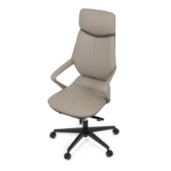 Kancelářské křeslo, šedá ekokůže, houpací mechanismus s aretací ve 4 polohách, kovový kříž, kolečka pro tvrdé povrchy KA-T8426 GREY