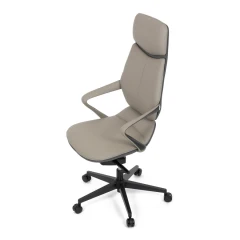 Kancelářské křeslo, šedá ekokůže, houpací mechanismus s aretací ve 4 polohách, kovový kříž, kolečka pro tvrdé povrchy KA-T8426 GREY