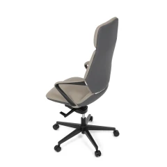 Kancelářské křeslo, šedá ekokůže, houpací mechanismus s aretací ve 4 polohách, kovový kříž, kolečka pro tvrdé povrchy KA-T8426 GREY