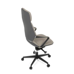 Kancelářské křeslo, šedá ekokůže, houpací mechanismus s aretací ve 4 polohách, kovový kříž, kolečka pro tvrdé povrchy KA-T8426 GREY