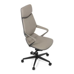 Kancelářské křeslo, šedá ekokůže, houpací mechanismus s aretací ve 4 polohách, kovový kříž, kolečka pro tvrdé povrchy KA-T8426 GREY