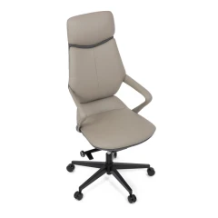Kancelářské křeslo, šedá ekokůže, houpací mechanismus s aretací ve 4 polohách, kovový kříž, kolečka pro tvrdé povrchy KA-T8426 GREY