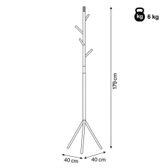 Věšák stojanový, výška 179 cm, kovová konstrukce, bílý matný lak, nosnost 6 kg 80001-01 WT