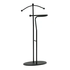Němý sluha, výška 110 cm, masiv kaučukovník, černé moření, kov černý 83213 BK