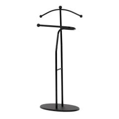 Němý sluha, výška 110 cm, masiv kaučukovník, černé moření, kov černý 83213 BK
