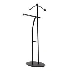 Němý sluha, výška 110 cm, masiv kaučukovník, černé moření, kov černý 83213 BK