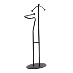 Němý sluha, výška 110 cm, masiv kaučukovník, černé moření, kov černý 83213 BK