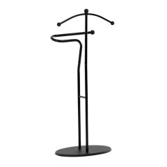 Němý sluha, výška 110 cm, masiv kaučukovník, černé moření, kov černý 83213 BK