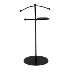 Němý sluha, výška 110 cm, masiv kaučukovník, černé moření, kov černý 83213 BK
