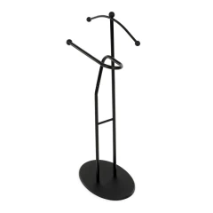 Němý sluha, výška 110 cm, masiv kaučukovník, černé moření, kov černý 83213 BK
