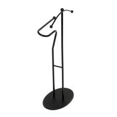 Němý sluha, výška 110 cm, masiv kaučukovník, černé moření, kov černý 83213 BK