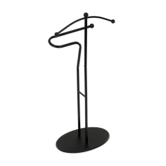 Němý sluha, výška 110 cm, masiv kaučukovník, černé moření, kov černý 83213 BK