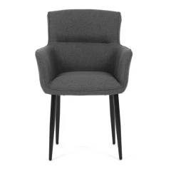 Židle jídelní, snadno čistitelná šedá látka, černý matný lak, kovové nohy DCH-J2159 GREY2