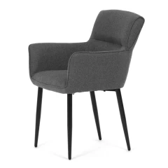 Židle jídelní, snadno čistitelná šedá látka, černý matný lak, kovové nohy DCH-J2159 GREY2