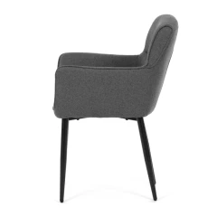 Židle jídelní, snadno čistitelná šedá látka, černý matný lak, kovové nohy DCH-J2159 GREY2