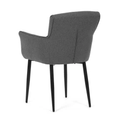 Židle jídelní, snadno čistitelná šedá látka, černý matný lak, kovové nohy DCH-J2159 GREY2